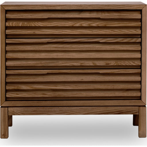 Modus Furniture Tanner Three Drawer Ash Wood Nightstand in Roux 655450444937 QPUA81B Main Image