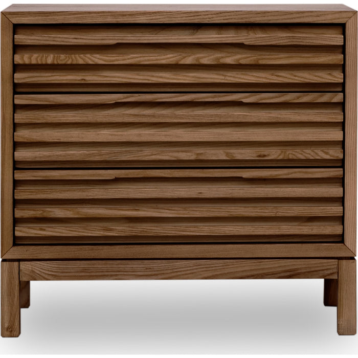 Modus Furniture Tanner Three Drawer Ash Wood Nightstand in Roux 655450444937 QPUA81B Main Image