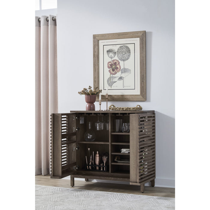 Modus Furniture Tanner Two Door Slatted Ash Bar Cabinet in Chicory 655450579745 QP8C80 Image 1