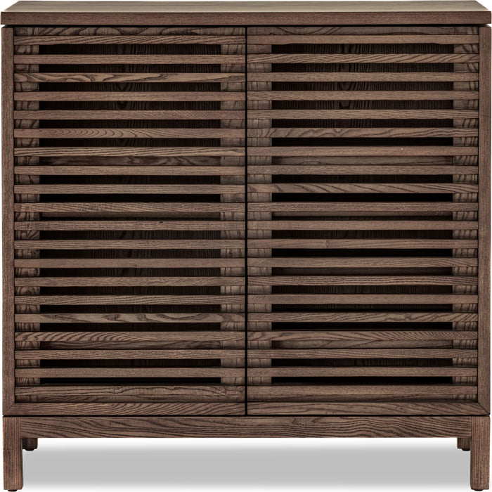 Modus Furniture Tanner Two Door Slatted Ash Bar Cabinet in Chicory 655450579745 QP8C80 Image 2