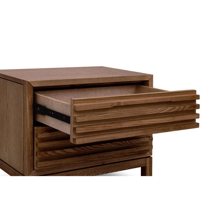 Modus Tanner Two Drawer Ash Wood Nightstand in Roux Image 3