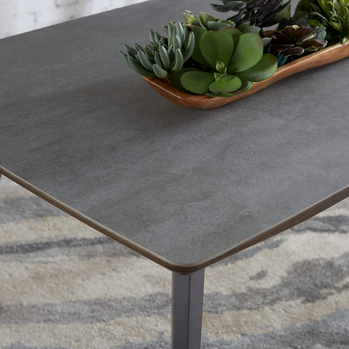 Modus Tiago Wood Frame Dining Table in Gray Stone and Black MetalImage 1