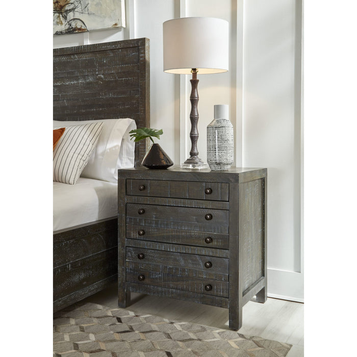 Modus Furniture Townsend Solid Wood Three Drawer Nightstand in Gunmetal 655450256172 8TR981 Main Image