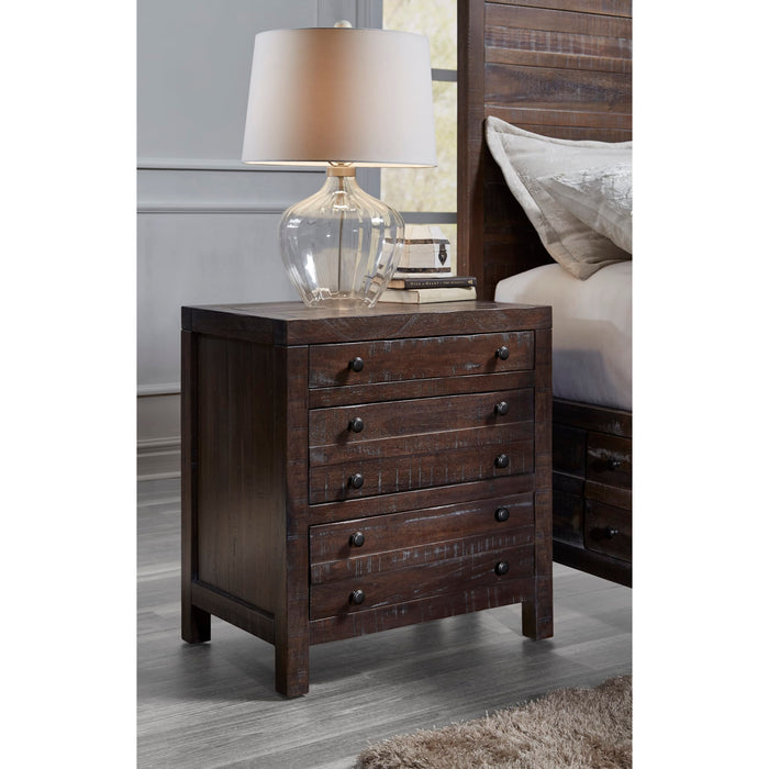 Modus Townsend Three Drawer Solid Wood Nightstand in Java Main Image