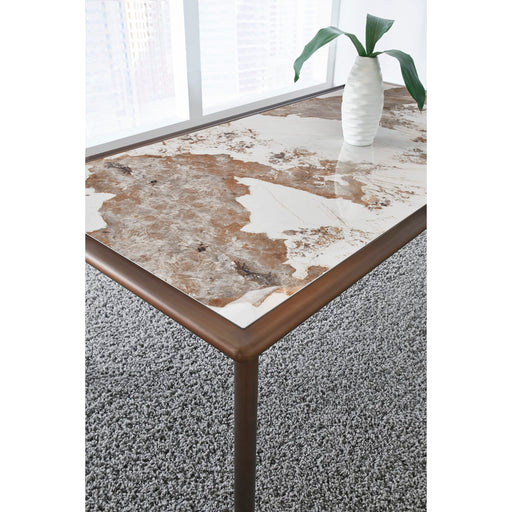Modus Tulum Stone Top Dining Table with Bronze Metal BaseImage 1
