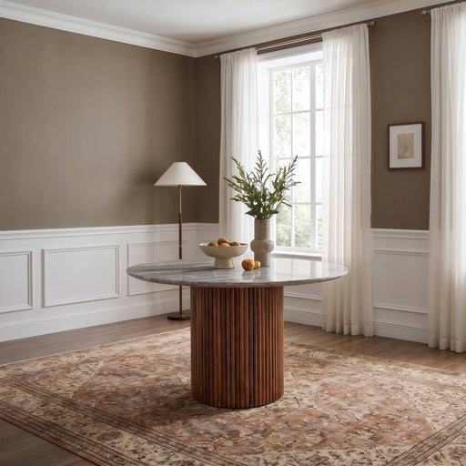 Modus Furniture Varenna Round Dining Table in Travertine Mist 655450572364 Z27A60 Main Image
