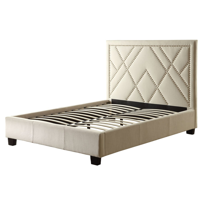 Modus Vienne Nailhead Upholstered Platform Bed in PowderImage 4