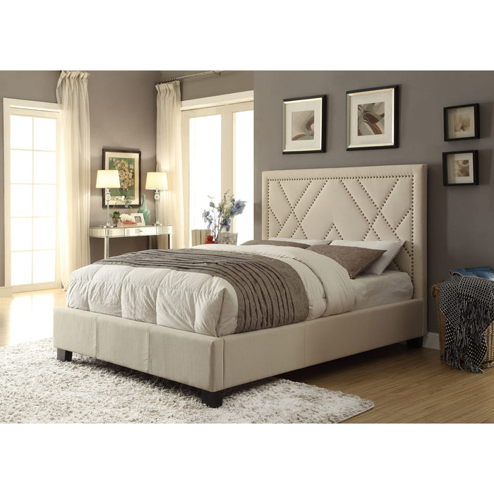Modus Vienne Nailhead Upholstered Platform Bed in PowderMain Image