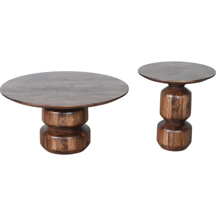 Modus Furniture Virton Solid Wood Round Coffee Table in Smoked Brown 655450414398 PMRR21 Image 4