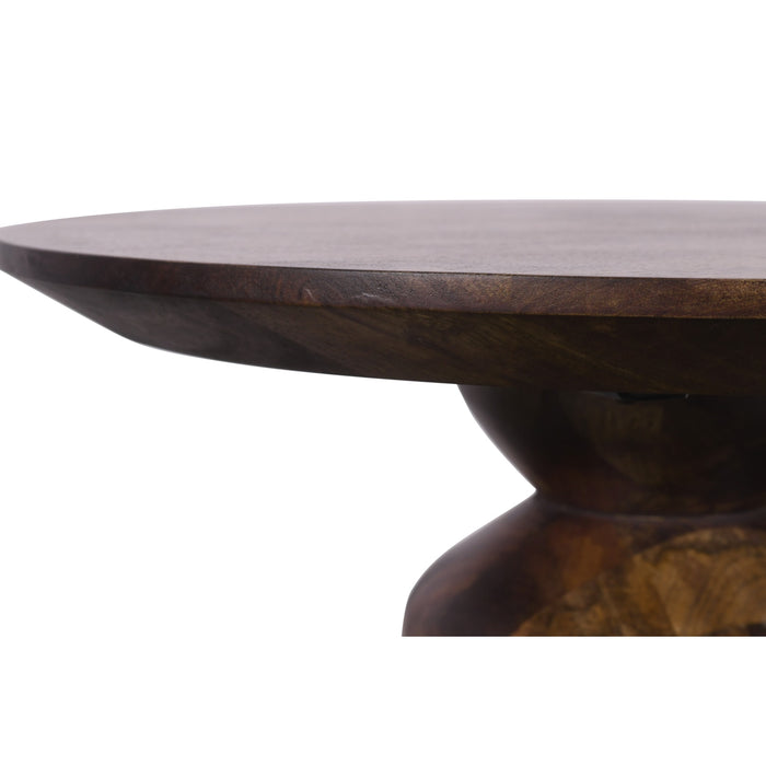 Modus Virton Solid Wood Round End Table in Smoked Brown Image 3