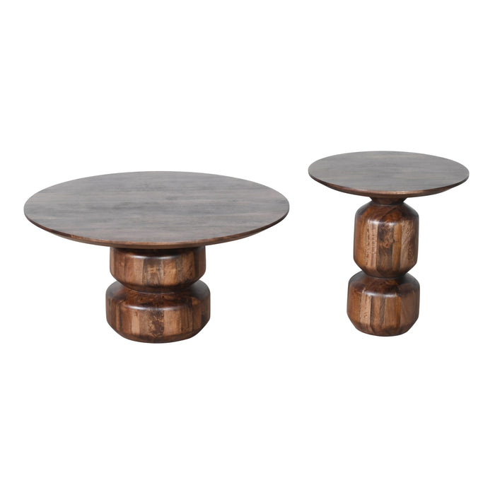 Modus Virton Solid Wood Round End Table in Smoked Brown Image 4