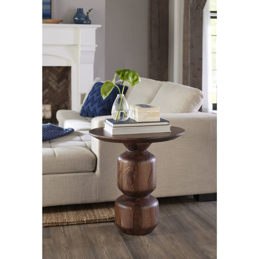 Modus Virton Solid Wood Round End Table in Smoked Brown Main Image