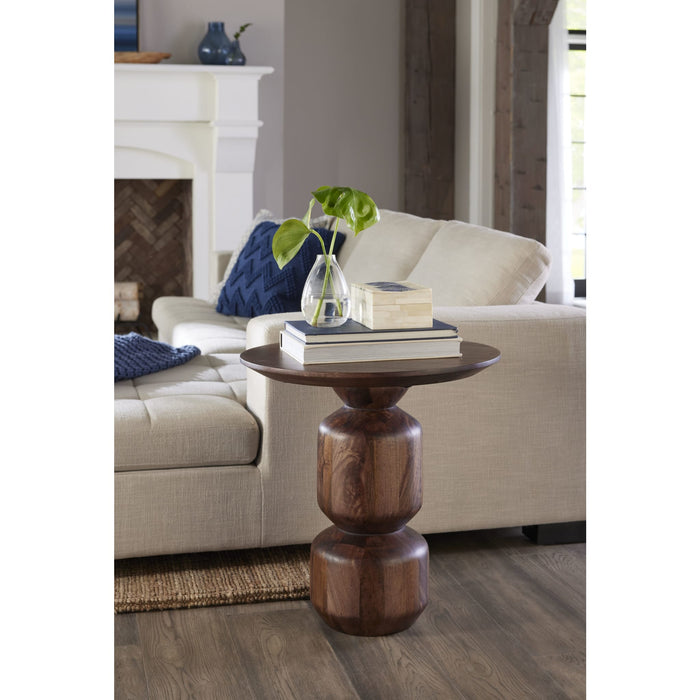 Modus Furniture Virton Solid Wood Round End Table in Smoked Brown 655450414428 PMRR22 Main Image