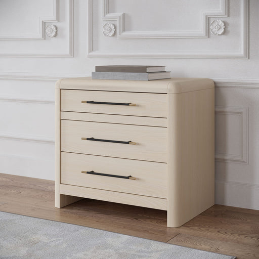 Modus Furniture Wallen Three Drawer Nightstand in White Sand 655450470134 TDXX81 Image 1