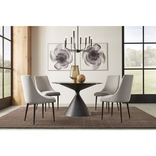 Modus Winston Stone Top Metal Base Round Dining Table in BlackImage 1