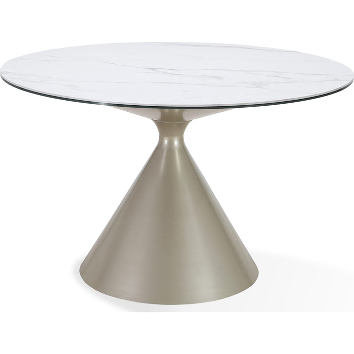 Modus Furniture Winston Stone Top Metal Base Round Dining Table in Oat Milk and Champagne 655450370113 FMKR60 Image 1