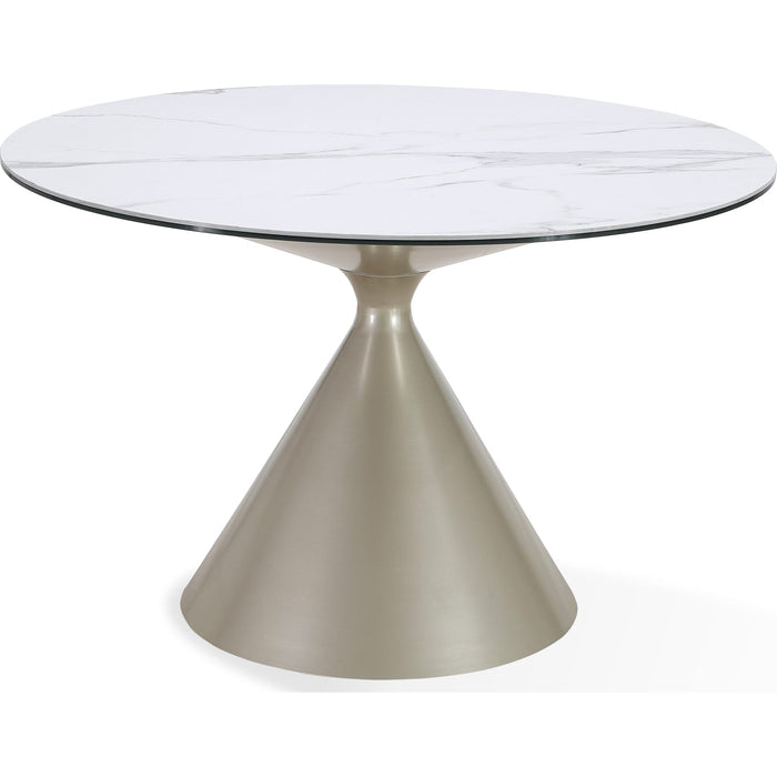 Modus Furniture Winston Stone Top Metal Base Round Dining Table in Oat Milk and Champagne 655450370113 FMKR60 Main Image
