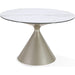 Modus Furniture Winston Stone Top Metal Base Round Dining Table in Oat Milk and Champagne 655450370113 FMKR60 Main Image