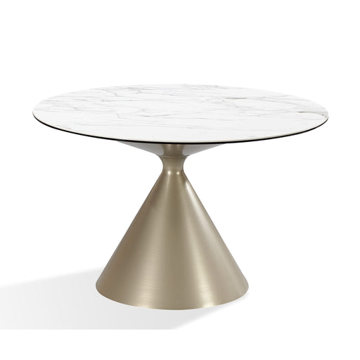 Modus Winston Stone Top Metal Base Round Dining Table in Oat Milk and ChampagneMain Image