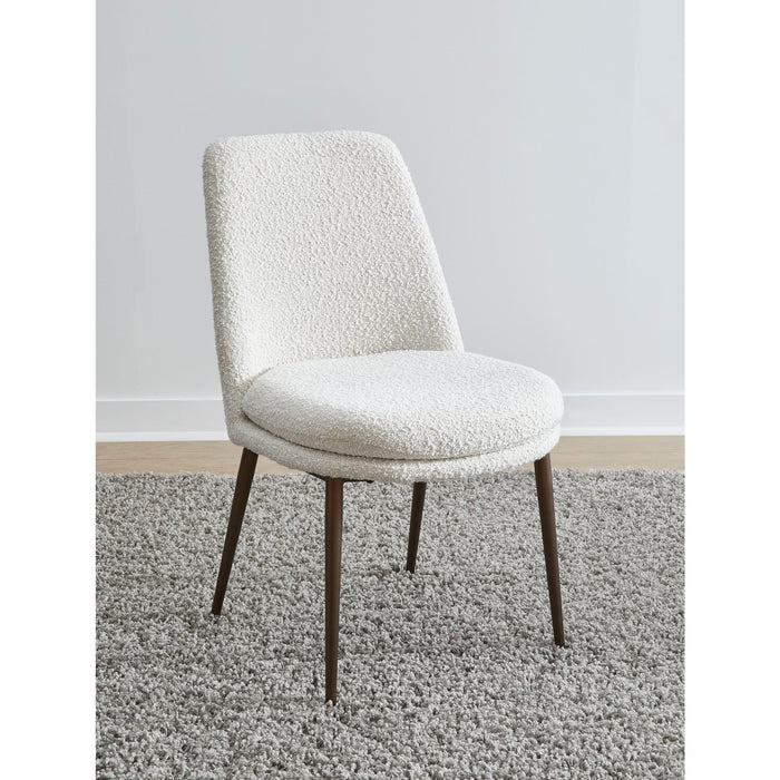 Modus Wyatt Upholstered Dining Chair in Ricotta Boucle and Bronze MetalMain Image