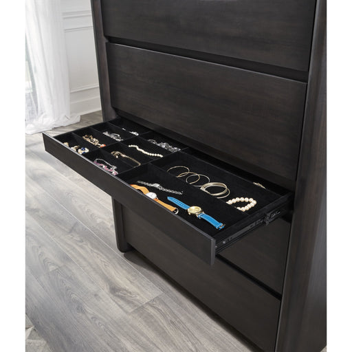 Modus Furniture Xolani Five Drawer Acacia Wood Chest with Jewelry Tray in Jaguar 655450474521 TTXT84 Image 1