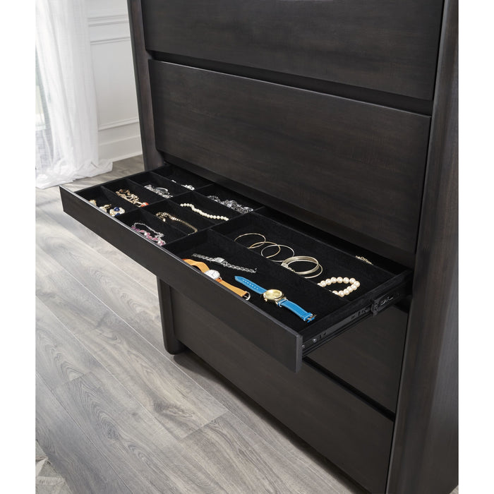 Modus Furniture Xolani Five Drawer Acacia Wood Chest with Jewelry Tray in Jaguar 655450474521 TTXT84 Image 1
