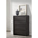 Modus Furniture Xolani Five Drawer Acacia Wood Chest with Jewelry Tray in Jaguar 655450474521 TTXT84 Main Image