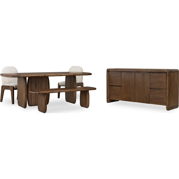 Modus Furniture Xolani Rectangular Acacia Wood Pedestal Table in Impala 655450481680 TTXU60 Image 11