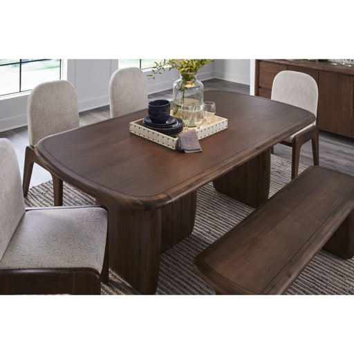 Modus Furniture Xolani Rectangular Acacia Wood Pedestal Table in Impala 655450481680 TTXU60 Image 1