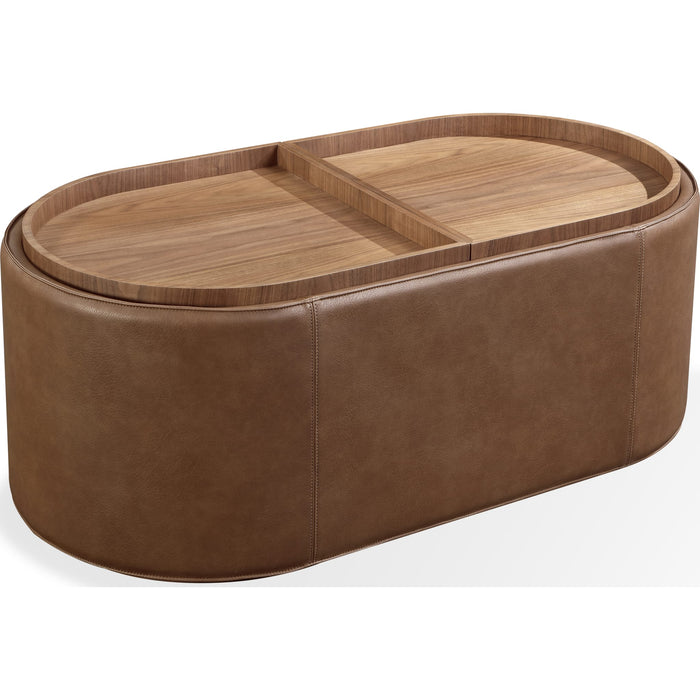 Modus Furniture Yeal Leather Upholstered Storage Coffee Table with Wooden Tray Top and Casters 655450483660 VG8421 Image 1