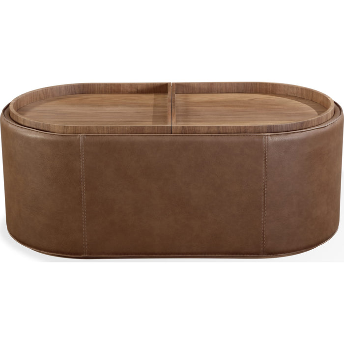 Modus Furniture Yeal Leather Upholstered Storage Coffee Table with Wooden Tray Top and Casters 655450483660 VG8421 Image 2