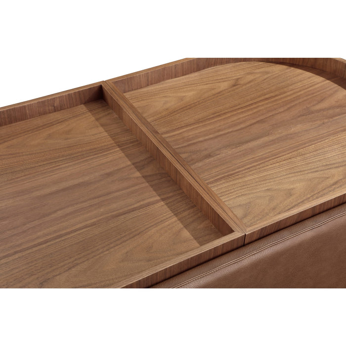 Modus Furniture Yeal Leather Upholstered Storage Coffee Table with Wooden Tray Top and Casters 655450483660 VG8421 Image 3