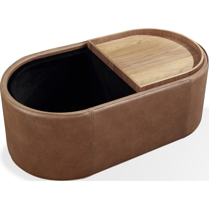 Modus Furniture Yeal Leather Upholstered Storage Coffee Table with Wooden Tray Top and Casters 655450483660 VG8421 Image 4
