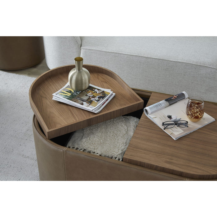 Modus Furniture Yeal Leather Upholstered Storage Coffee Table with Wooden Tray Top and Casters 655450483660 VG8421 Image 5