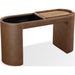 Modus Furniture Yeal Leather Upholstered Storage Console Table with Wooden Tray Top 655450483677 VG8423 Image 3