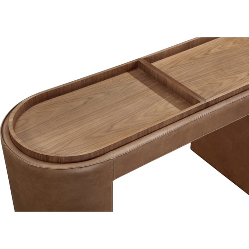 Modus Furniture Yeal Leather Upholstered Storage Console Table with Wooden Tray Top 655450483677 VG8423 Image 4