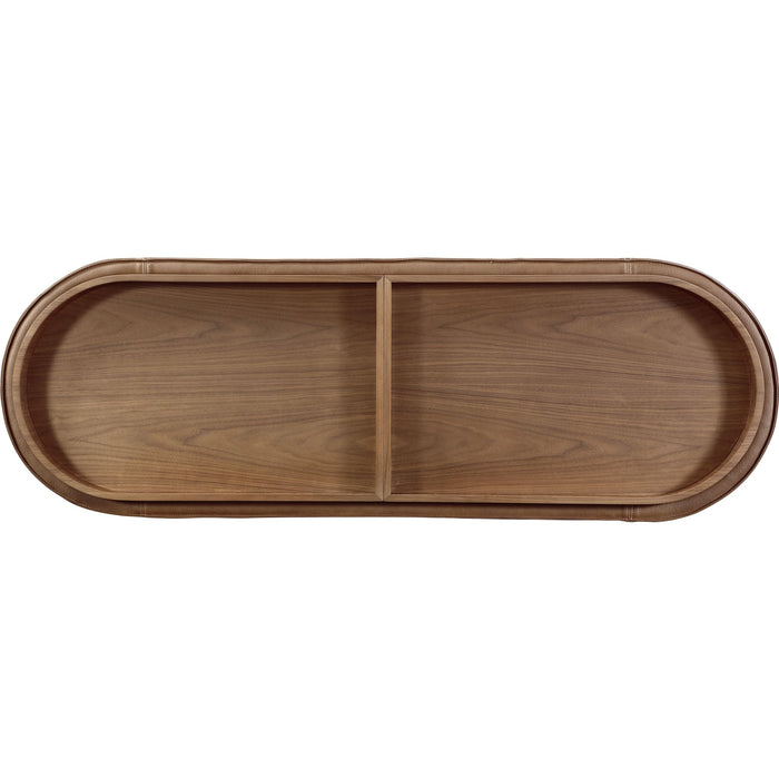 Modus Furniture Yeal Leather Upholstered Storage Console Table with Wooden Tray Top 655450483677 VG8423 Image 5