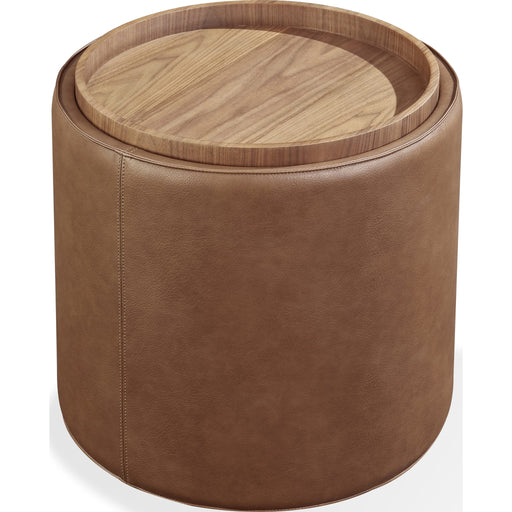 Modus Furniture Yeal Leather Upholstered Storage End Table with Wooden Tray Top 655450483684 VG8422 Image 1