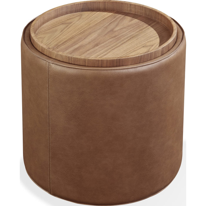 Modus Furniture Yeal Leather Upholstered Storage End Table with Wooden Tray Top 655450483684 VG8422 Image 1
