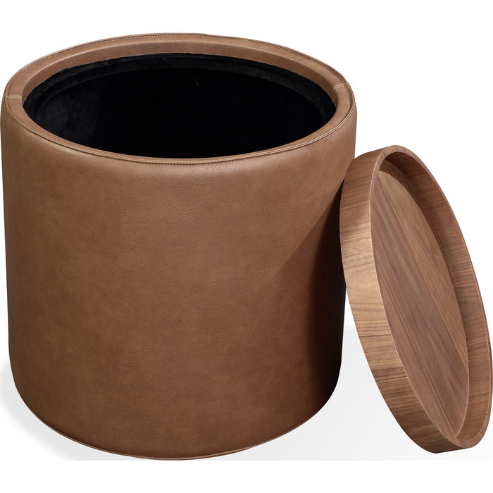 Modus Furniture Yeal Leather Upholstered Storage End Table with Wooden Tray Top 655450483684 VG8422 Image 2