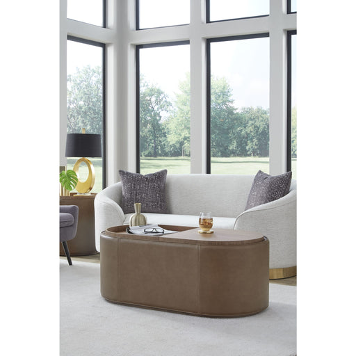 Modus Furniture Yeal Synthetic Leather Upholstered Storage Coffee Table with Wooden Tray Top and Casters 655450483660 VG8421 Main Image