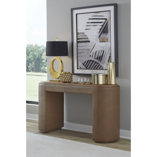 Modus Furniture Yeal Synthetic Leather Upholstered Storage Console Table with Wooden Tray Top 655450483677 VG8423 Main Image