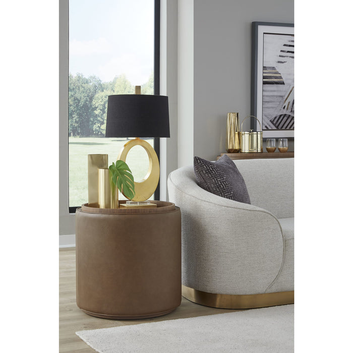 Modus Furniture Yeal Synthetic Leather Upholstered Storage End Table with Wooden Tray Top 655450483684 VG8422 Main Image
