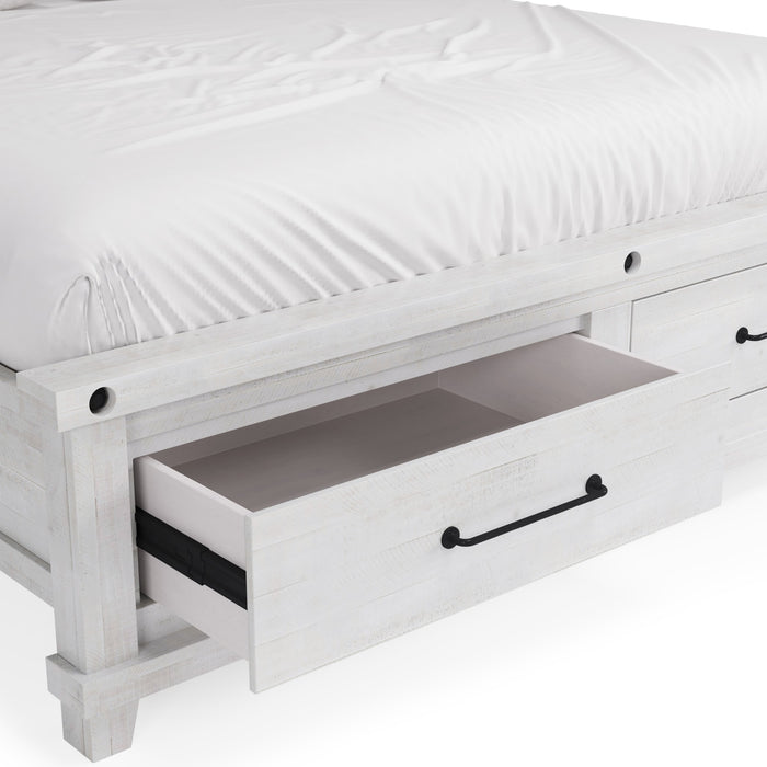 Modus Yosemite Solid Wood Footboard Storage Bed in Rustic White Image 1