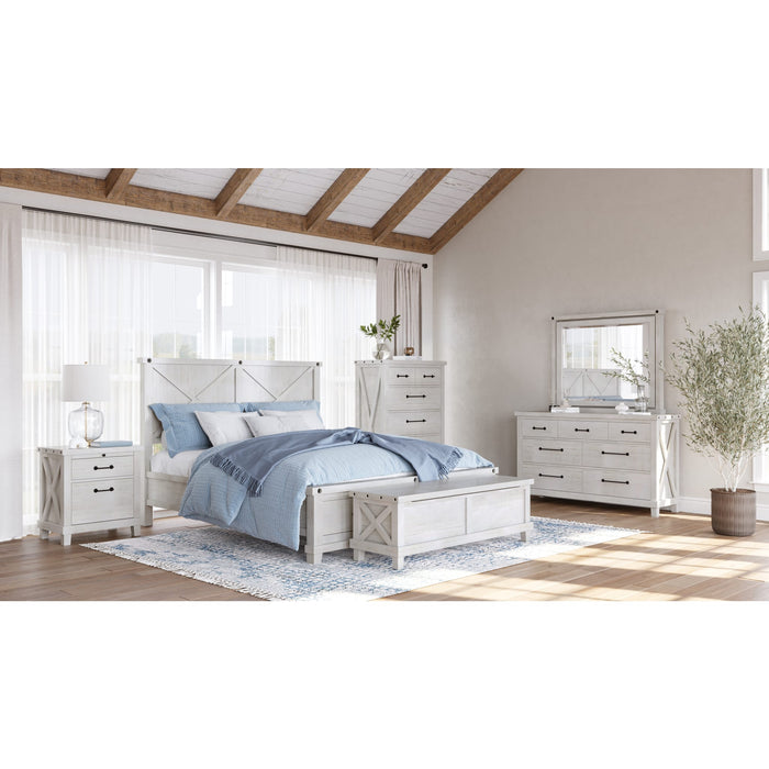 Modus Yosemite Solid Wood Footboard Storage Bed in Rustic White Image 5