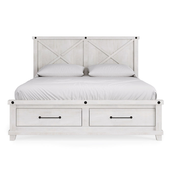 Modus Yosemite Solid Wood Footboard Storage Bed in Rustic White Image 3