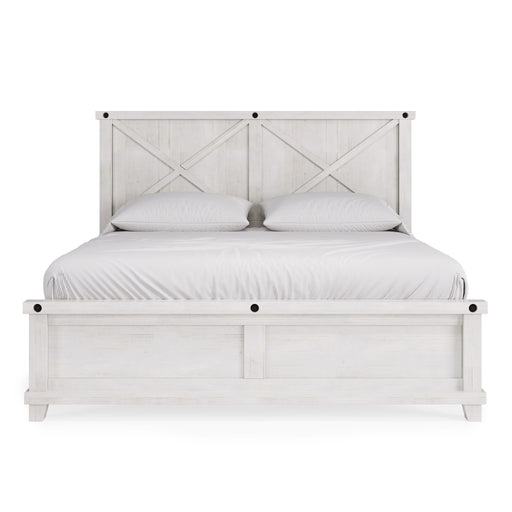 Modus Yosemite Solid Wood Panel Bed in Rustic White Image 1