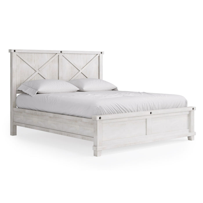 Modus Yosemite Solid Wood Panel Bed in Rustic White Image 2