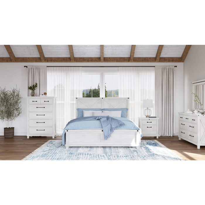 Modus Yosemite Solid Wood Panel Bed in Rustic White Image 4