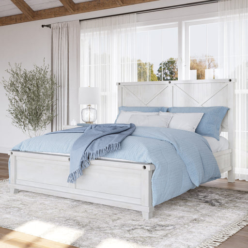 Modus Yosemite Solid Wood Panel Bed in Rustic White Main Image